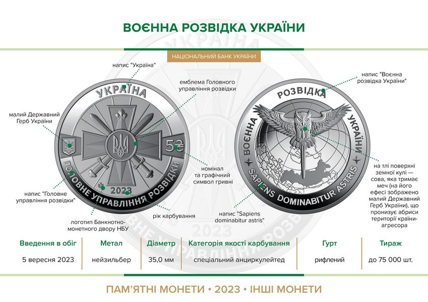 Монета Воєнна розвідка України 5 грн. 120 фото