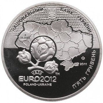 Монета Финальный турнир чемпионата Европы по футболу 2012. Город Львов 5 грн. 312 фото