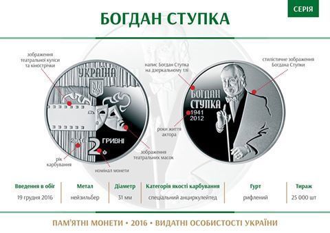 Монета Богдан Ступка 2 грн. 368 фото